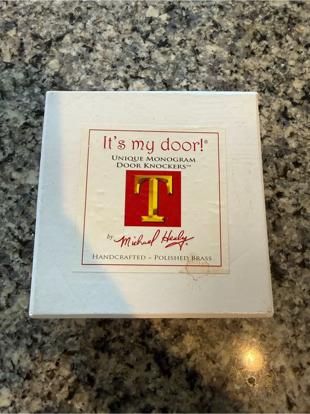 It's My Door! Monogram Door Knocker - Brass T - by - White Box
